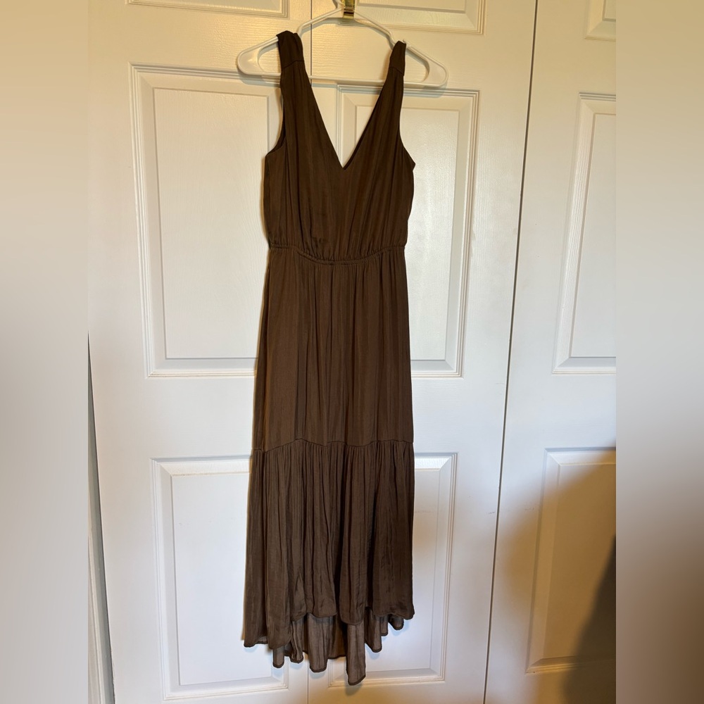 Banana republic tiered midi maxi dress brown neutral